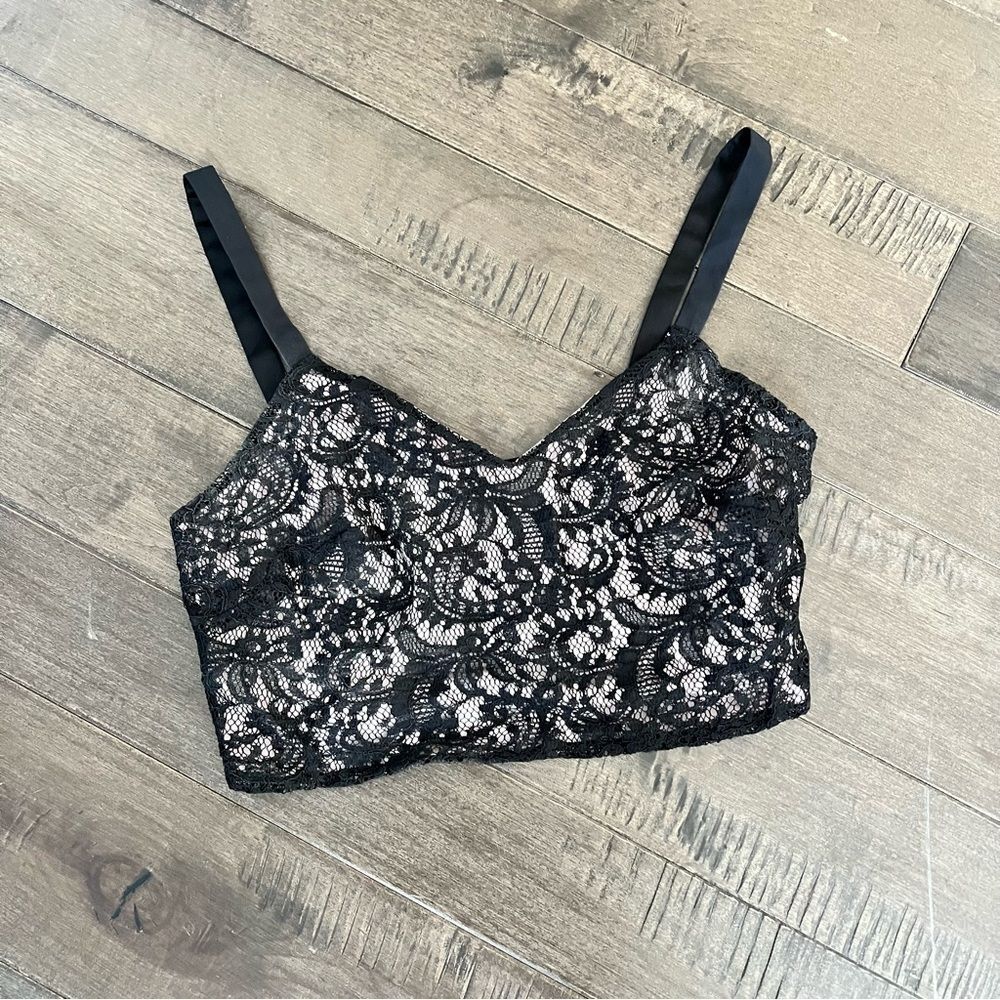 Express Crop Top Lace Black S Bra